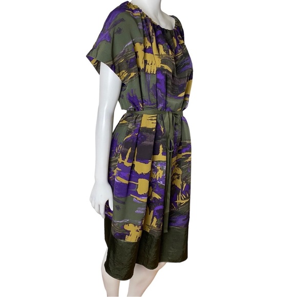 Simply Vera Wang Abstract Multi-color Mini Shift Dress Belted Short Sleeve Large - Picture 4 of 16